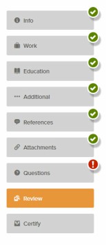 Application progress