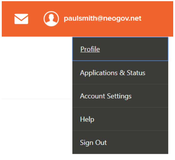 Profile dropdown menu