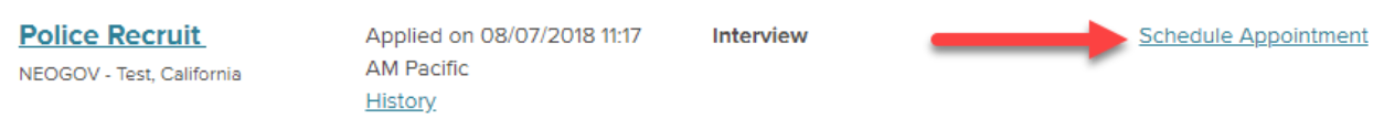 Application with a Schedule Exam link