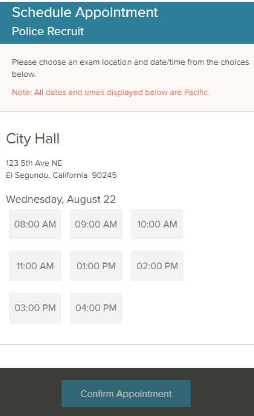 Schedule Exam view