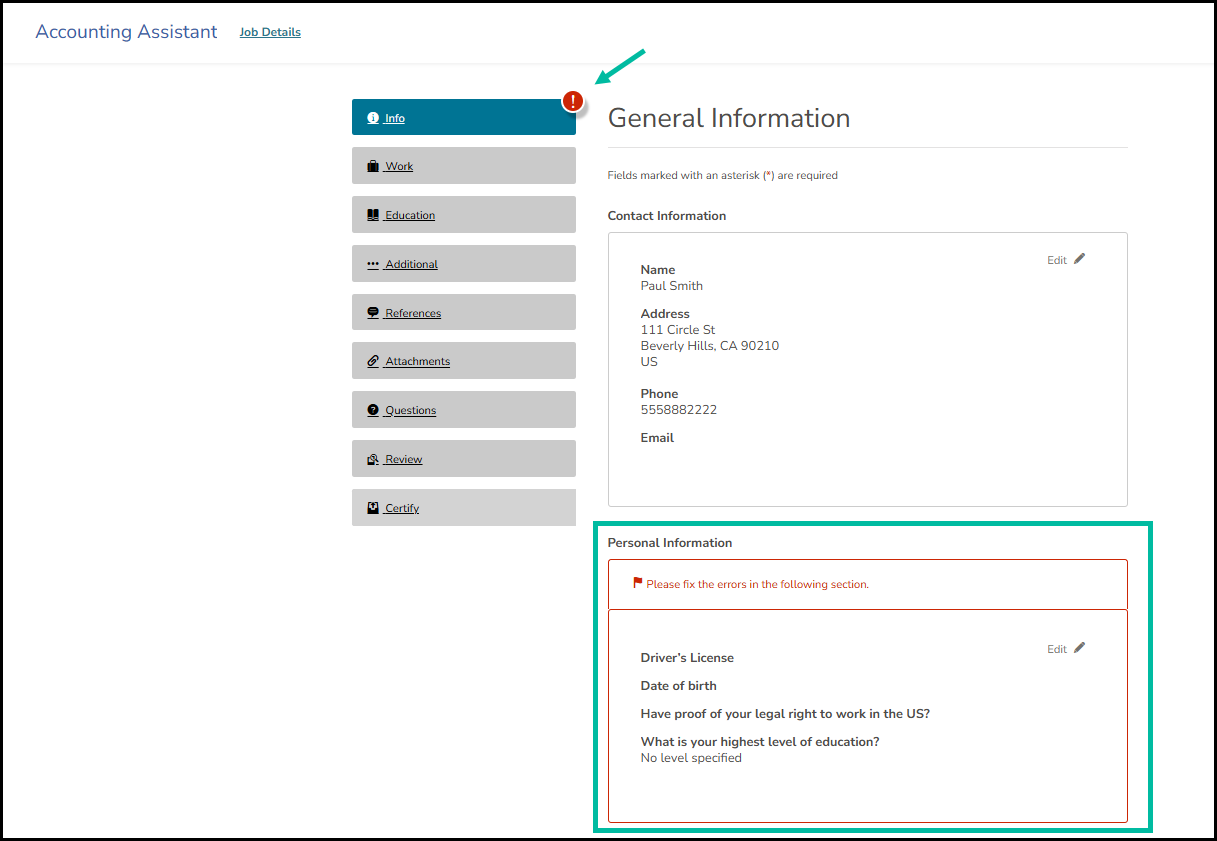 Application progress