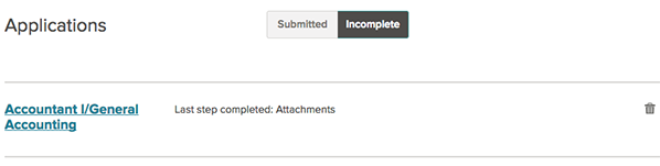Incomplete applications