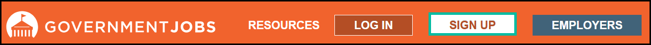 Sign up button on GovernmentJobs.com header